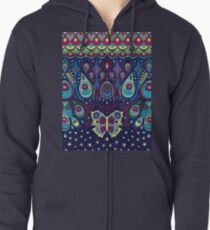 Midnight butterflies - Bohemian pattern by Cecca Designs Zipped Hoodie