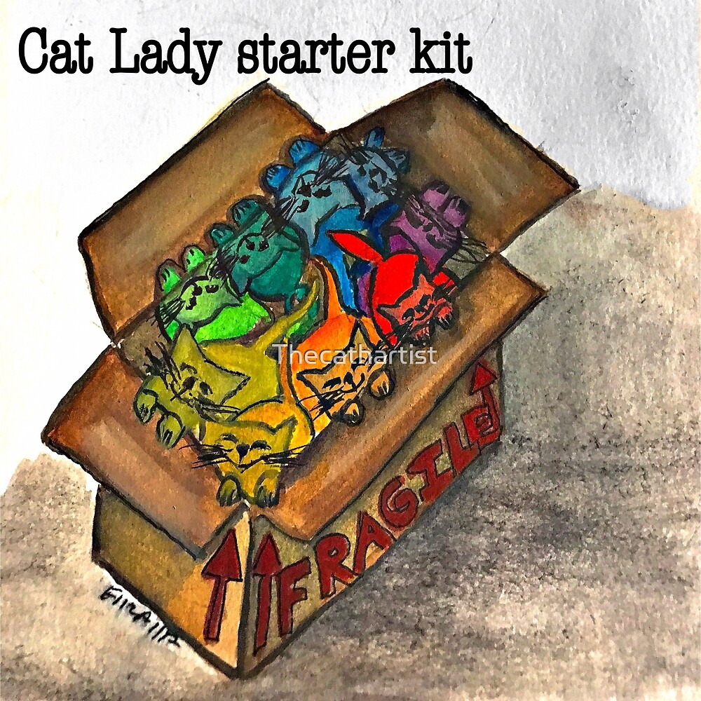 "Cat Lady Starter Kit" by Thecathartist Redbubble