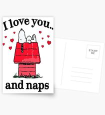 Peanuts Snoopy I Love You and Naps Adult Postcards