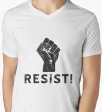 Resist Fist with Exclamation Point Men's V-Neck T-Shirt