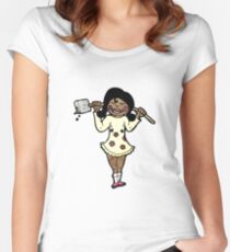cartoon gardening girl Women's Fitted Scoop T-Shirt