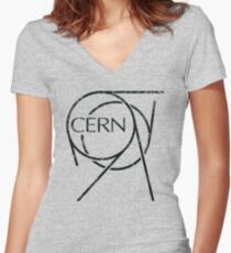 CERN Vintage Black Women's Fitted V-Neck T-Shirt