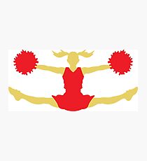 A cheerleader with pom poms Photographic Print