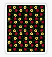 Vintage Retro Flower Pattern Black Sticker