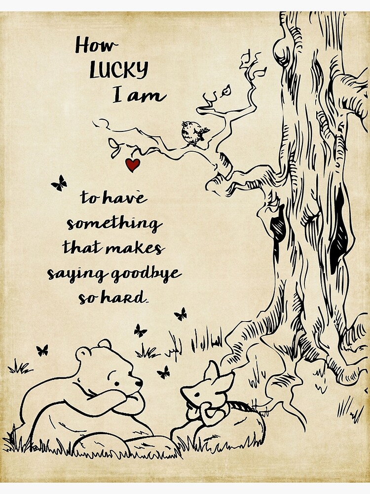 "winnie the pooh - how lucky i am" Metal Print by SouthernSassArt