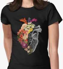 Camiseta entallada para mujer Flor corazón primavera