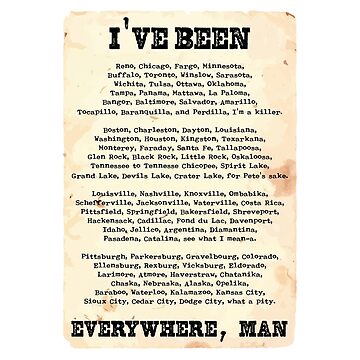 The Lyrics of Johnny Cash's I've Been Everywhere Charted on a