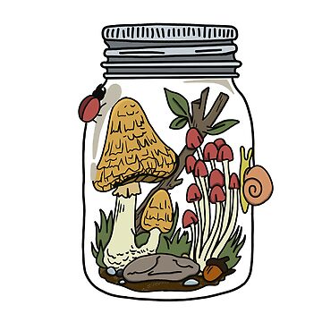 mushroom jar Sticker for Sale by magsoffthewall