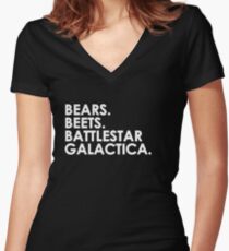 Bears, Beets, Battlestar Galactica. Women's Fitted V-Neck T-Shirt