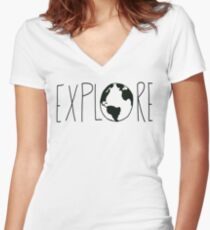 Explore the Globe Fitted V-Neck T-Shirt