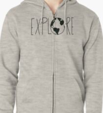 Erkunde den Globus Hoodie mit Reißverschluss