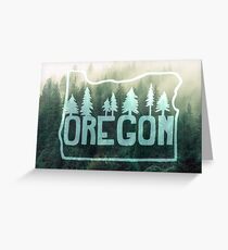 Oregon, Misty Hillside Forest Greeting Card
