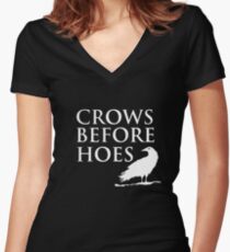 Crows Before Hoes Women's Fitted V-Neck T-Shirt