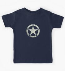 Vintage Look US Army White Star Emblem Kids Tee