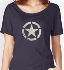 Vintage Look US Army White Star Emblem Women's Relaxed Fit T-Shirt