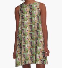 Gollies riding a Chicken A-Line Dress