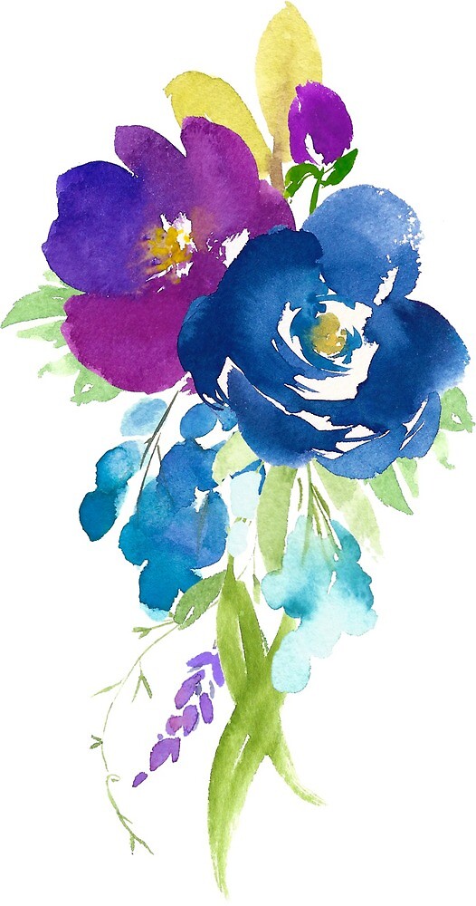 Download "Violet Watercolor Flower Bouquet" by junkydotcom | Redbubble