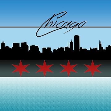 W flag Chicago skyline digital drawing  Art Board Print for Sale by  mkillustrations