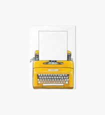 Yellow Typewriter Vintage Portable Manual typewriter with blank paper illustration Art Board