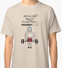 Camiseta clásica Rick y Morty. Instalando los músculos.