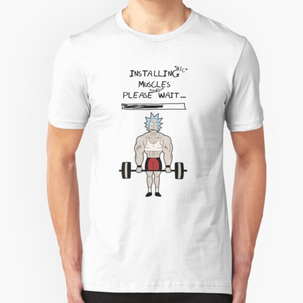 Rick and Morty. Installing muscles. Slim Fit T-Shirt