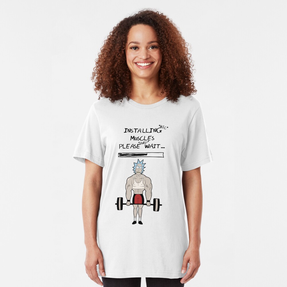 Rick and Morty. Installing muscles. Slim Fit T-Shirt
