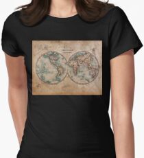 Camiseta entallada para mujer Mapa mundial a mediados del siglo XIX