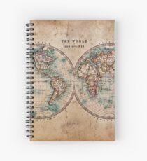 World Map Mid 1800s Spiral Notebook