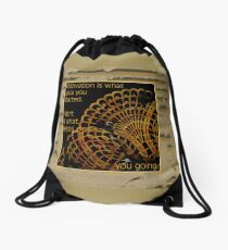 Doily Corner With Quote Drawstring Bag