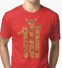 Giraffes – Sepia Palette Tri-blend T-Shirt