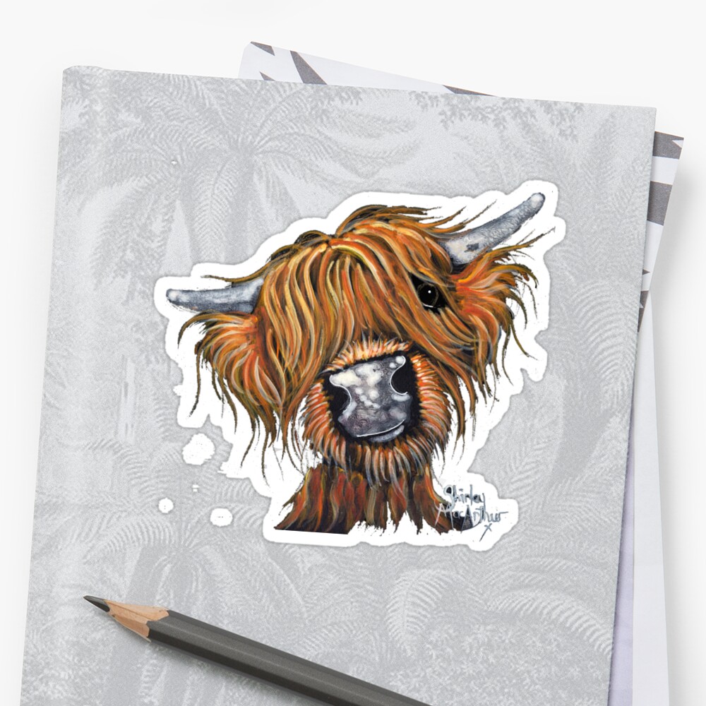 Scottish Highland Cow Jimmy By Shirley Macarthur Sticker By