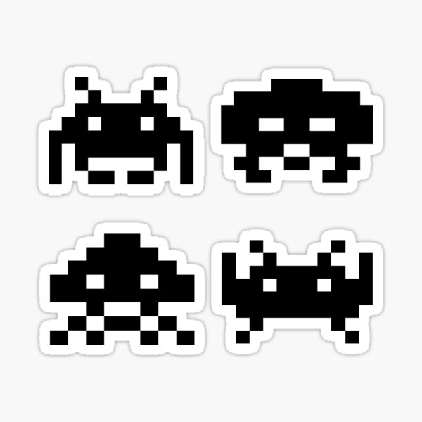 Pixelated schwarze Retro-Raum Eindringlinge Sticker