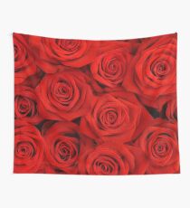 Red Spectacular Roses Wall Tapestry
