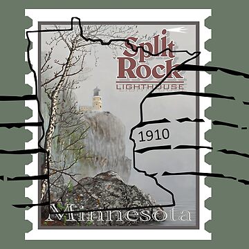 Artwork thumbnail, Split Rock Lighthouse Stamp with cancellation by tsarts