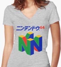 Japanese Nintendo 64 Women's Fitted V-Neck T-Shirt
