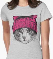 Pussyhat Protest Shirt - Women's March Pussycat Pink Hat Shirt Women's Fitted T-Shirt