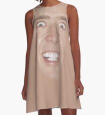 Nicholas Cage Gesichtsmuster A-Linien Kleid
