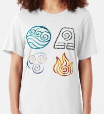 Avatar the Last Airbender Element Symbols Slim Fit T-Shirt
