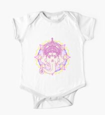 Ganesha elephant god on hand painted mandala One Piece - Short Sleeve