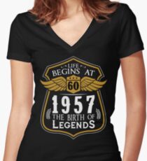Life Begins At 60 1957 The Birth Of Legends Women's Fitted V-Neck T-Shirt