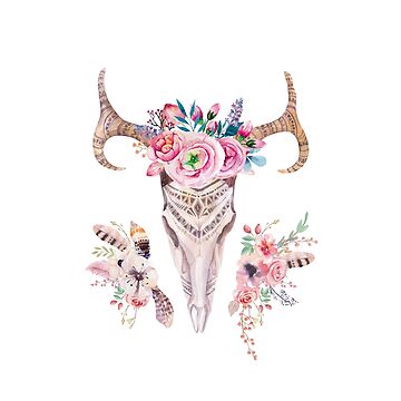 Imagen de la obra Deer skull with feathers and flowers de weloveboho