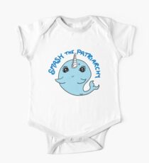 Smash the Patriarchy Feminist Narwhal One Piece - Short Sleeve