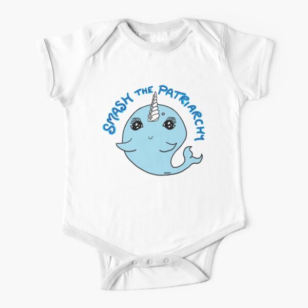 Smash the Patriarchy Feminist Narwhal Short Sleeve Baby One-Piece
