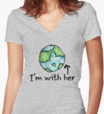 I'm with her mother earth day Women's Fitted V-Neck T-Shirt