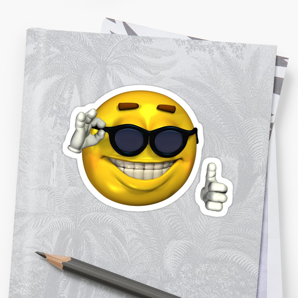 Ironic Meme Smiley Face With Sunglasses Stickers By Kixlepixel