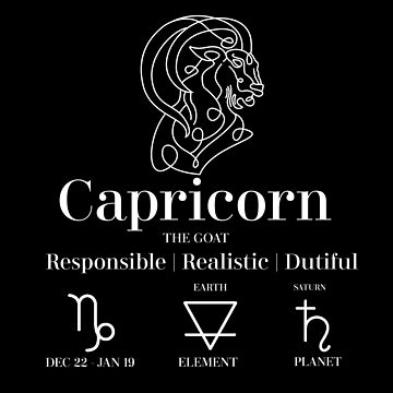 Capricorn Personality Starsign Zodiac Horoscope tshirts and merchandise Poster