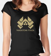 Camiseta entallada de cuello ancho Una versión angustiada del símbolo de Nakatomi Plaza
