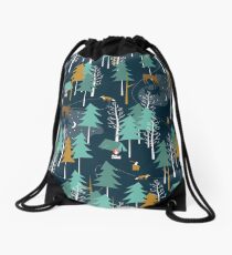 MOONLIGHT, Woodland, Camping, Moose Drawstring Bag