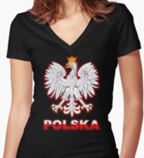 Polska - Polish Coat of Arms - White Eagle Women's Fitted V-Neck T-Shirt