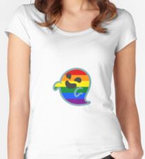 Gay Pride Android Ghost Emoji Fitted Scoop T-Shirt